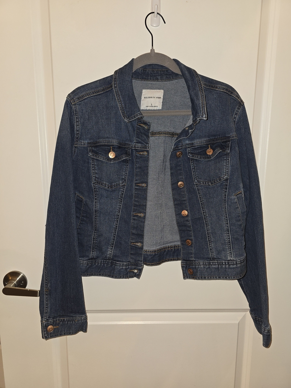 Celebrity Pink Dark Wash Denim Jean Jacket